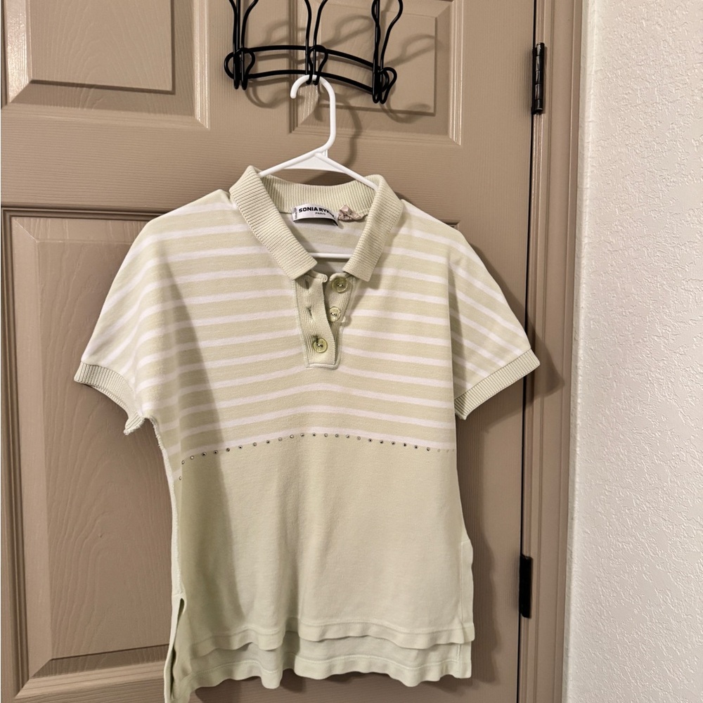Sonia Rykiel Cream Striped Polo